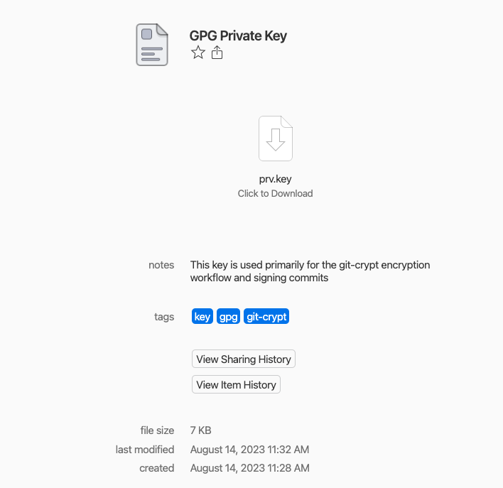 Store an encrypted File in 1password